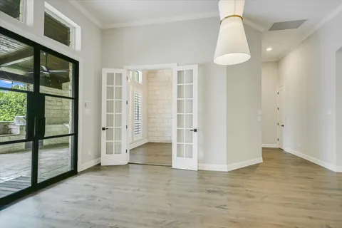 an empty room with windows