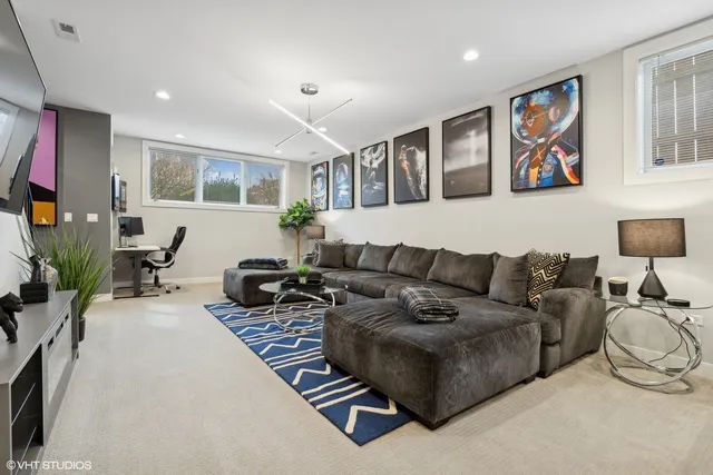 a theatre with furniture and gym equipment