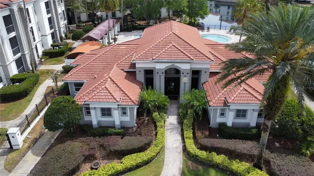 an aerial view of a house