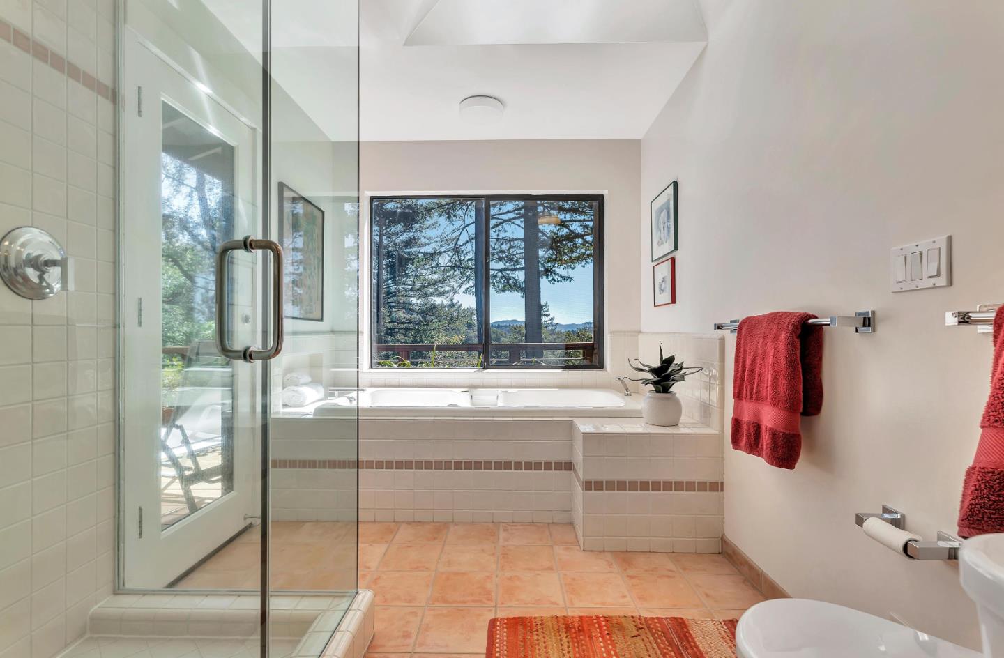 19170 Old Vineyard Road Los Gatos, CA 95033 - Photo 30 of 52 a bathroom with a tub sink and shower