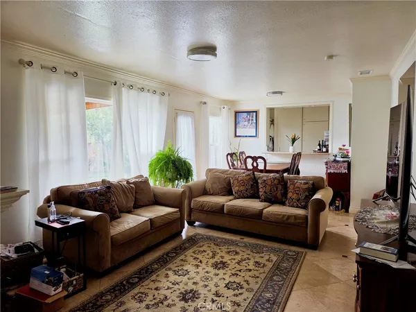 a living room with furniture and a rug