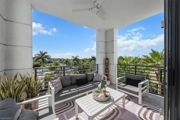 a outdoor living room with furniture