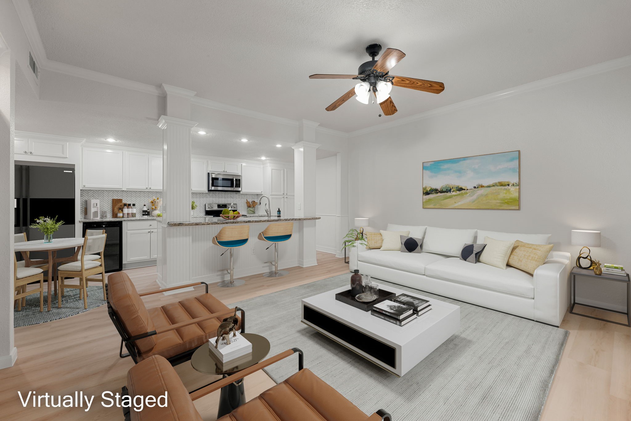 5711 Sugar Hill Drive, Unit 69 Houston, TX 77057 - Photo 3 of 16 a living room with furniture kitchen view and a dining table