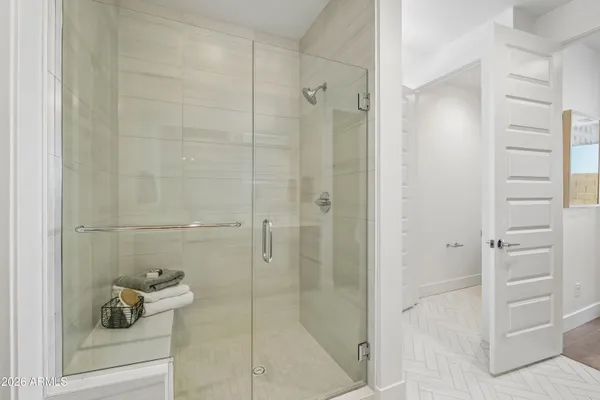 a bathroom with a shower