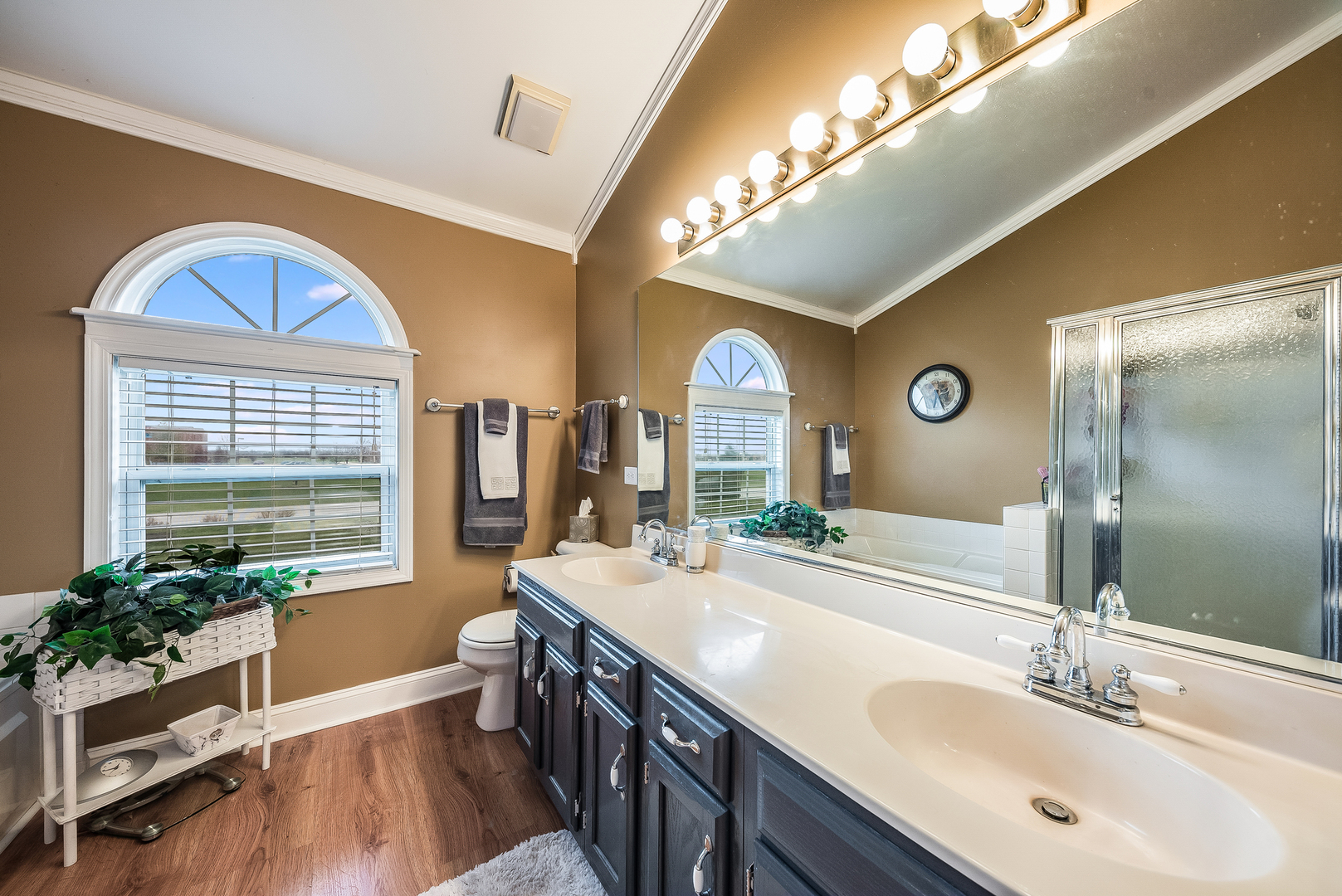 716 Pinehurst Lane Oswego, IL 60543 - Photo 20 of 25 a bathroom with a sink and a large mirror