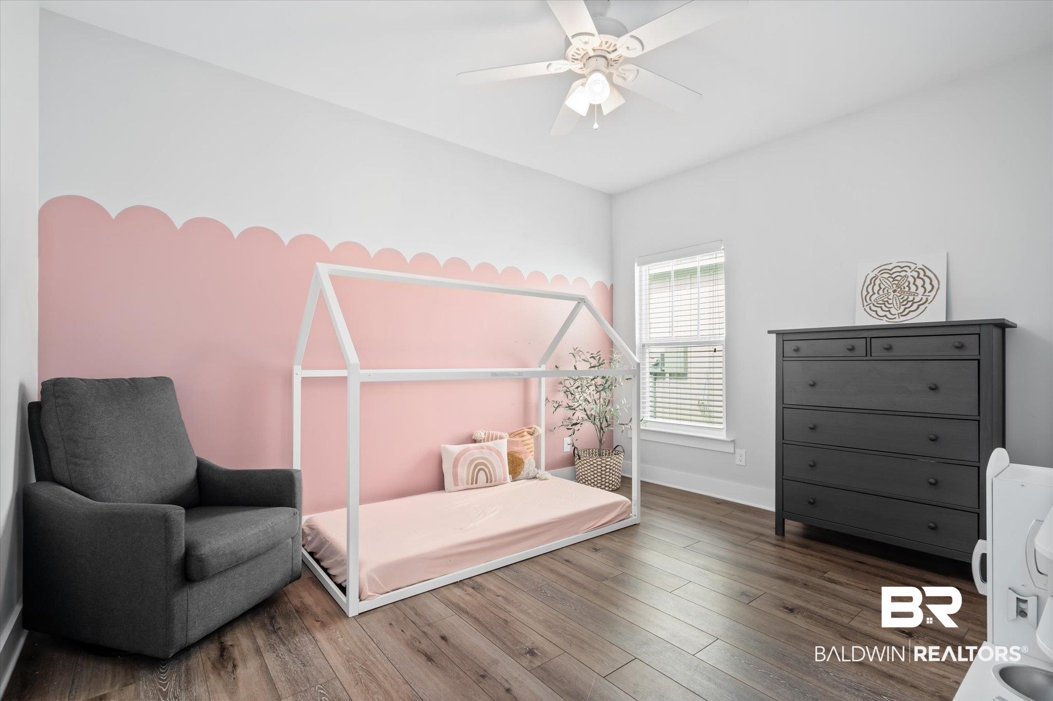 8056 Carmel Circle Foley, AL 36535 - Photo 18 of 28 Bedroom with hardwood / wood-style flooring and ceiling fan