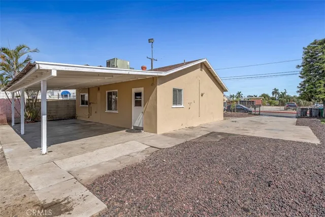 a view of a house with a patio