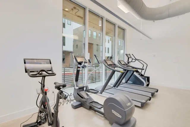 a view of a room with gym equipment