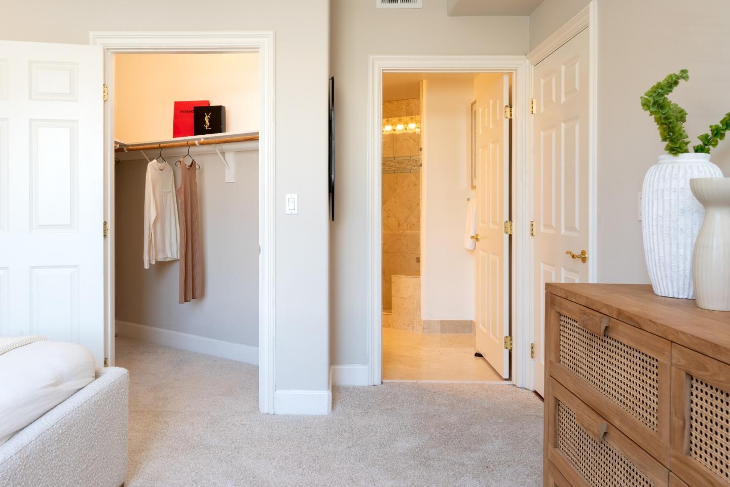 1237 Capuchino Avenue, Unit 7 Burlingame, CA 94010 - Photo 19 of 40 a bedroom with a bed and a view of bathroom