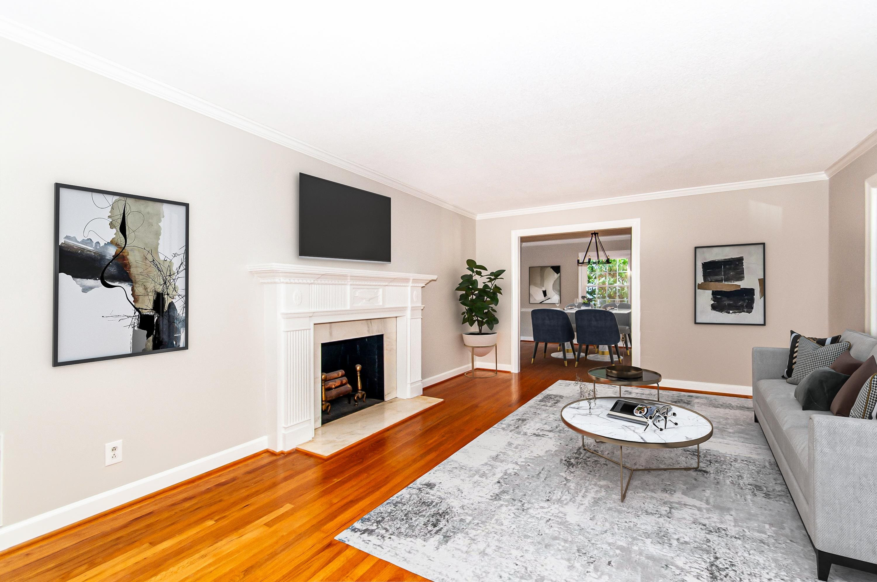 2104 Myron Drive Raleigh, NC 27607 - Photo 2 of 35 a living room with furniture and a fireplace