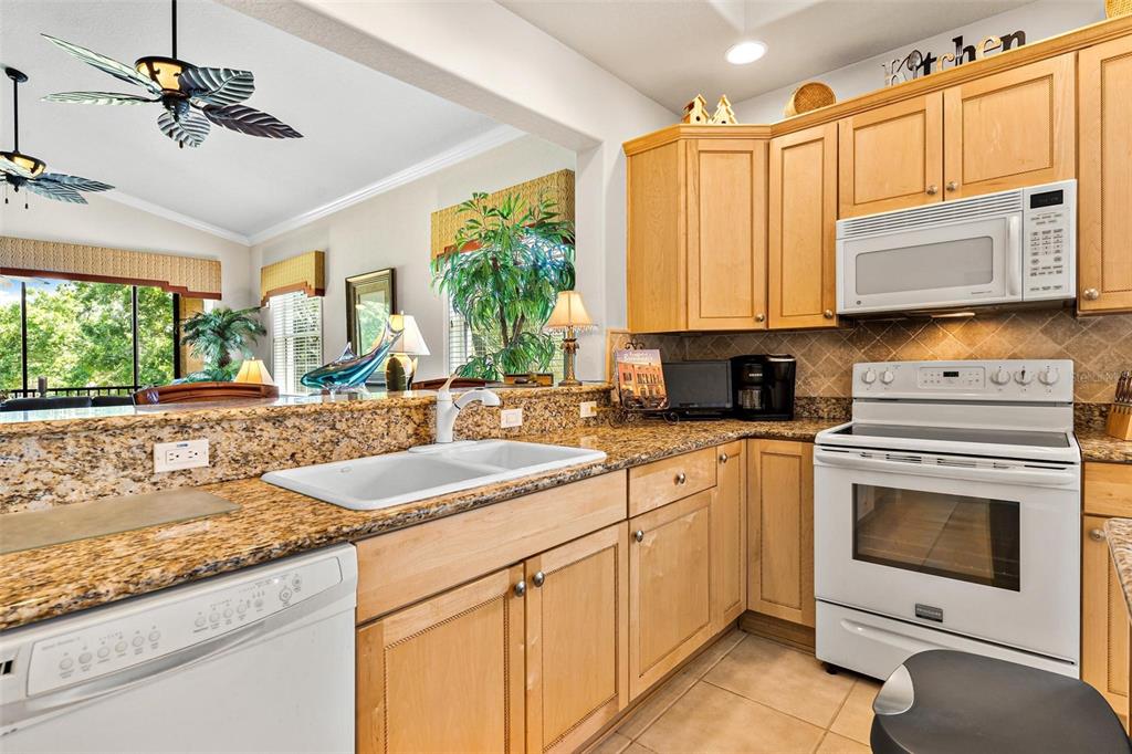 26142 Avenida Las Colinas, Unit 2B Howey-in-the-Hills, FL 34737 - Photo 24 of 78 a kitchen with granite countertop a sink stainless steel appliances and cabinets