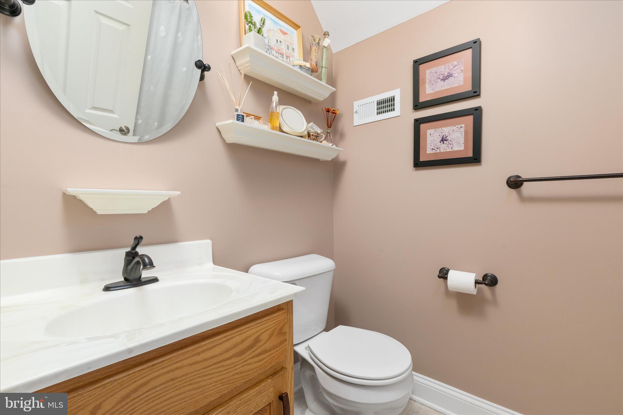 882 Liberty Furnace Road Edinburg, VA 22824 - Photo 36 of 47 a bathroom with a sink a toilet and a mirror