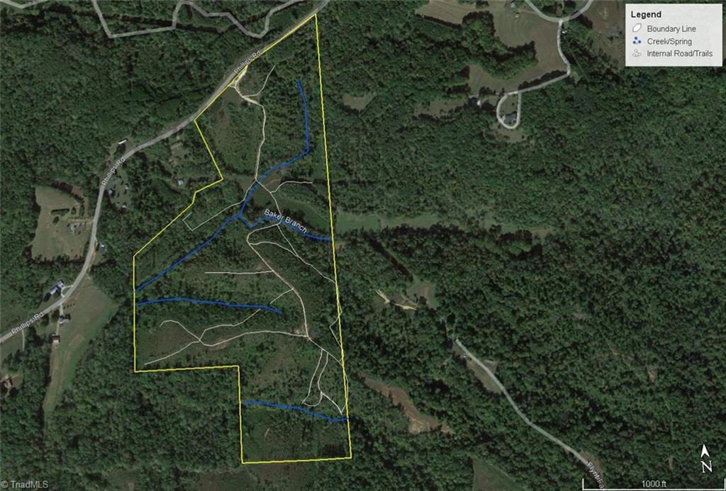 2079 Phillips Road Sandy Ridge, NC 27046 - Photo 33 of 50 White lines are interior trails/roads