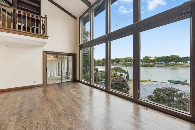 a view of a building from a balcony