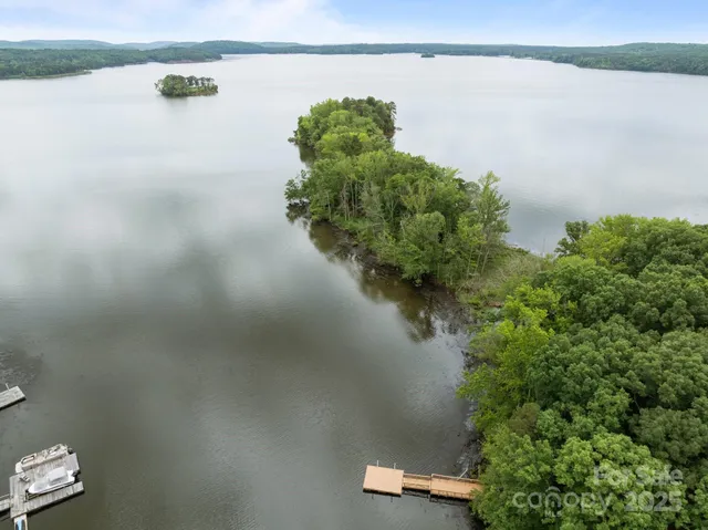 an aerial view of lake residential house with outdoor space and trees around