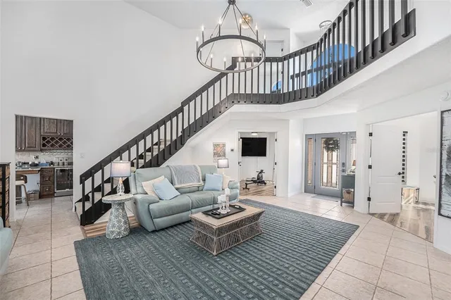 a living room with furniture