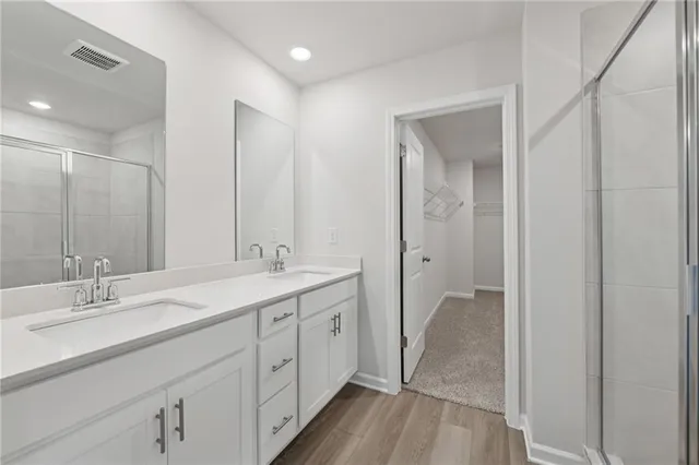 a bathroom with a shower