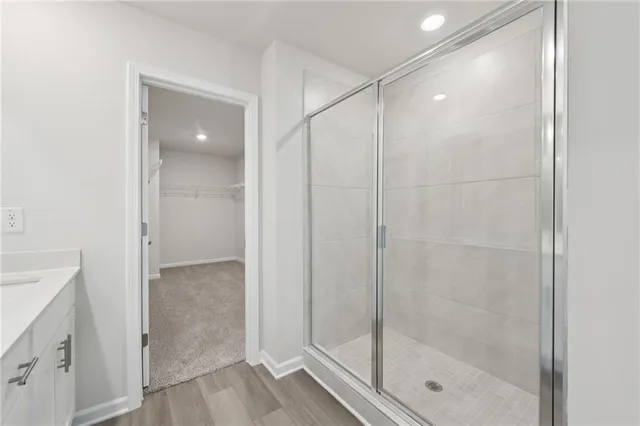 a view of a room with racks on the wall