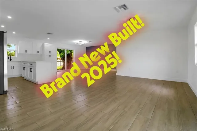 a view of a room with painted walls