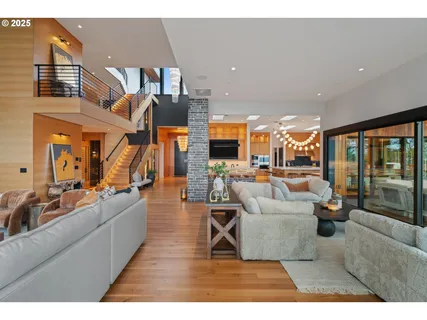 a view of swimming pool with seating space