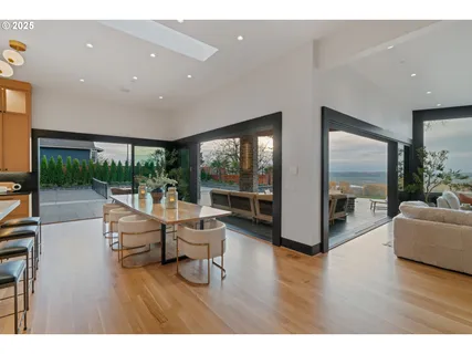 a terrace of a house with outdoor seating