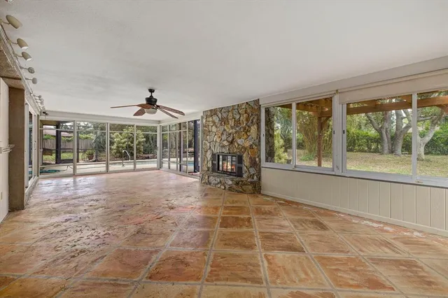 a view of an empty room with a sliding door
