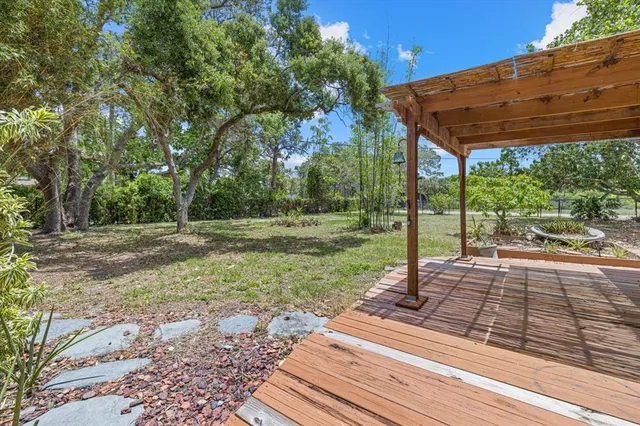a backyard of a house with lots of green space