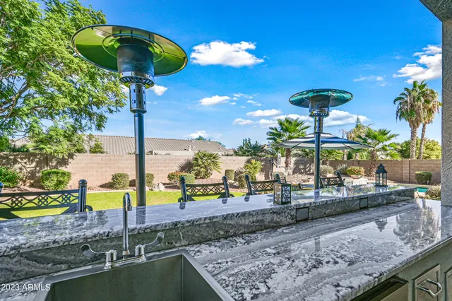 a view of a porch with a sitting area