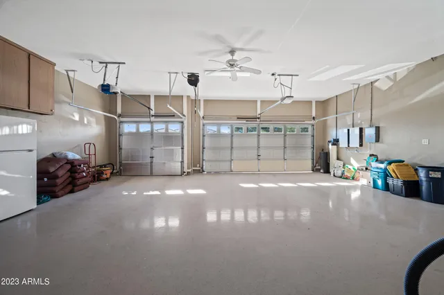 a view of a garage with furniture