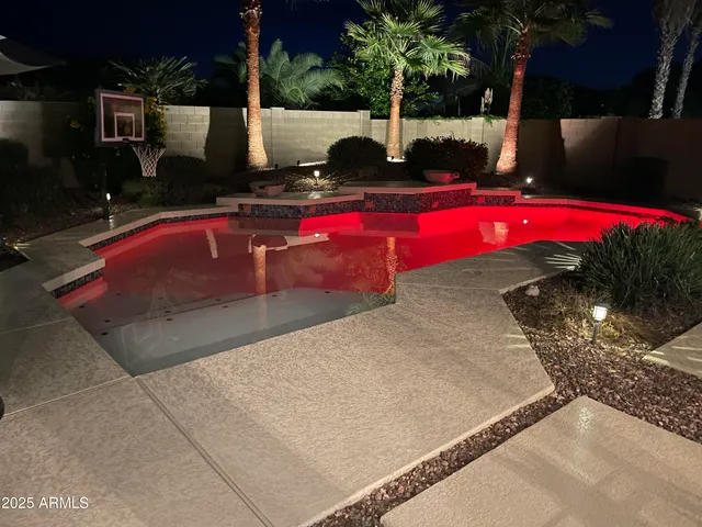 an outdoor space with seating