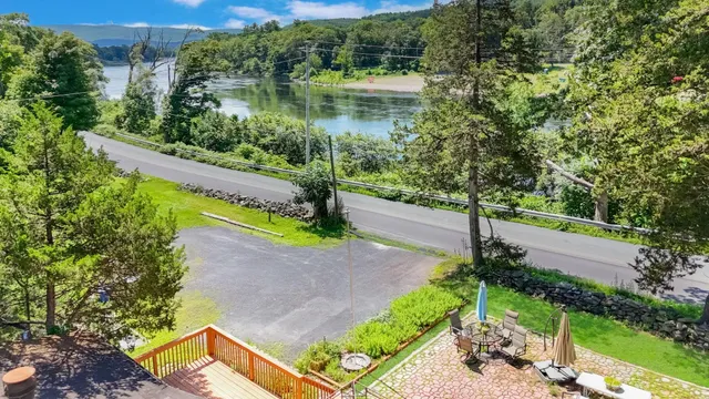 a view of a garden with a bench
