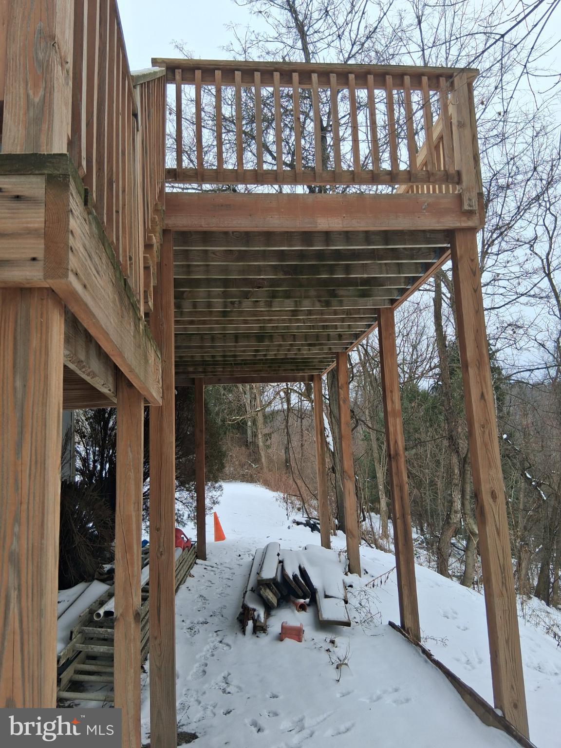 265 View Street Johnstown, PA 15902 - Photo 54 of 64 Elevated deck amidst a snowy landscape.