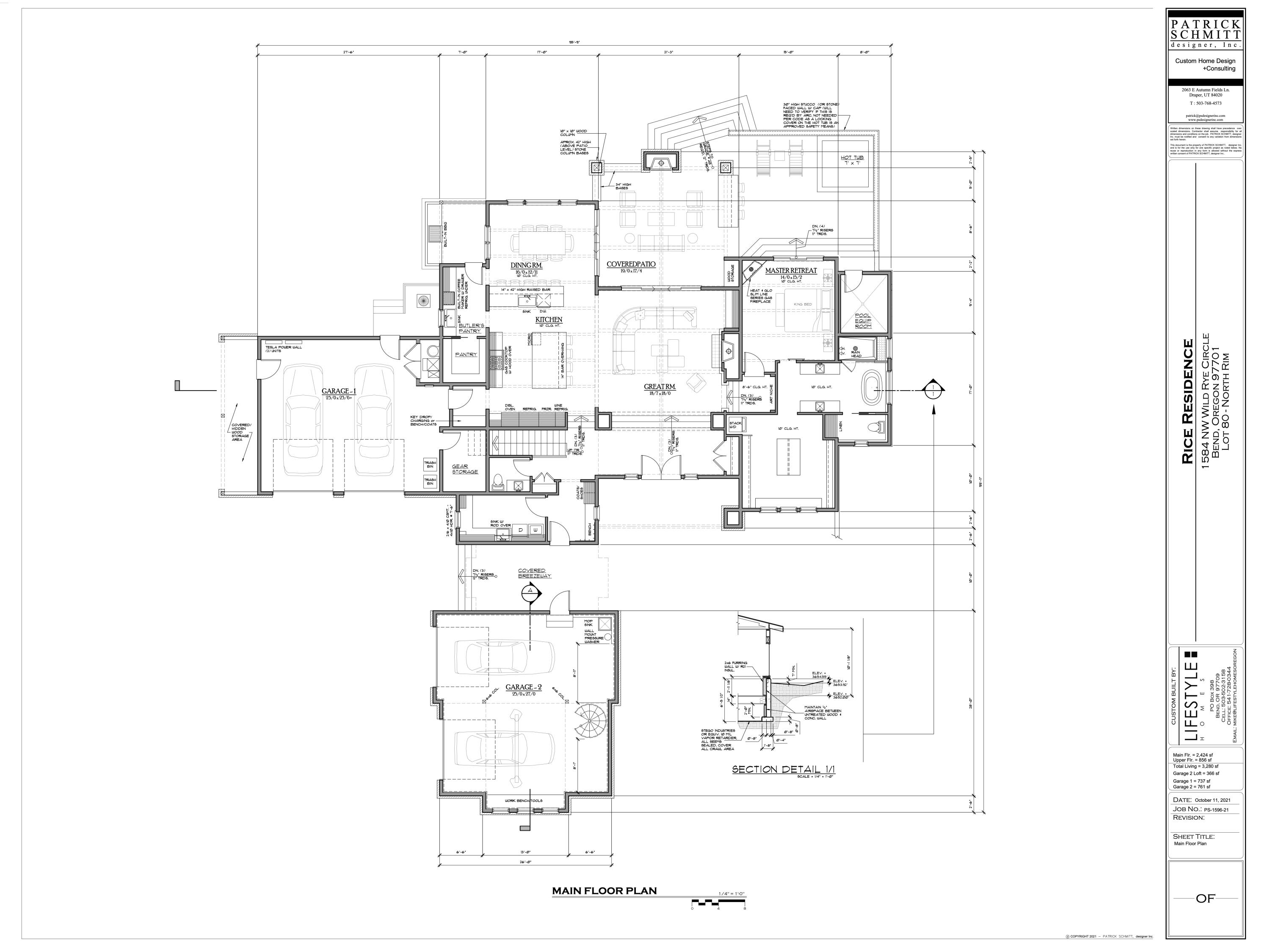 1584 Northwest Wild Rye Circle Bend, OR 97703 - Photo 28 of 30 Main Floor = 2424 SF and Garage 1 = 737 SF and Garage 2 = 761 SF