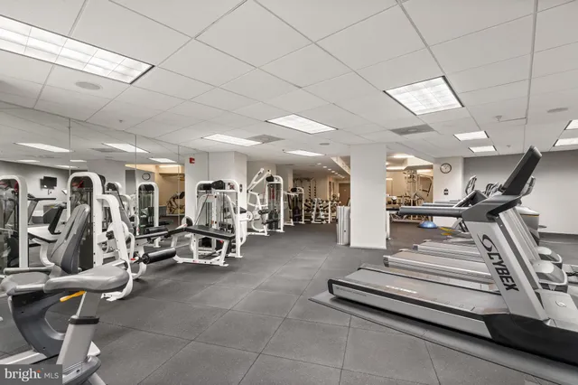 a view of a room with gym equipment