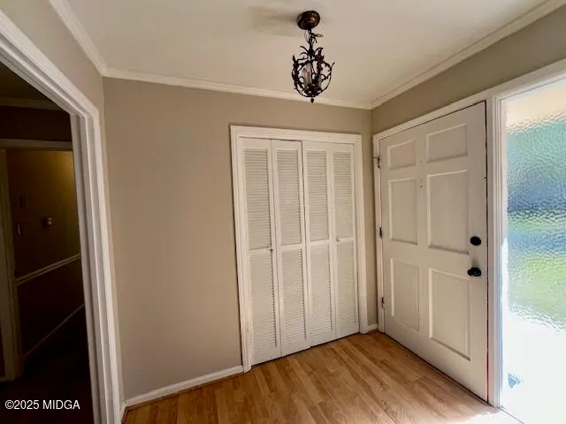 a view of hallway with front door