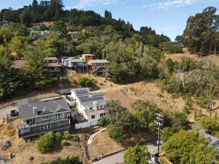 an aerial view of a house
