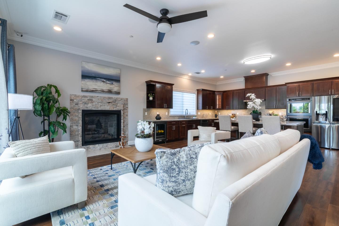 1258 South Stelling Road Cupertino, CA 95014 - Photo 18 of 56 a living room with furniture fireplace and a view