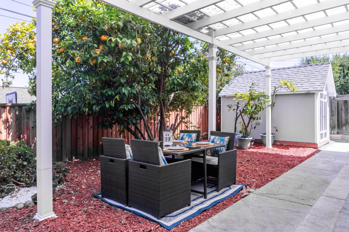 1258 South Stelling Road Cupertino, CA 95014 - Photo 37 of 56 a outdoor living space with furniture and a fireplace