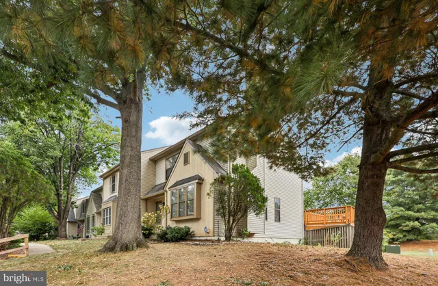 a front view of a house with a tree
