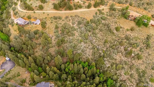 a view of a small yard with a tree