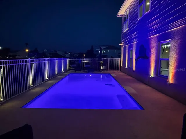 a view of a cafe with water fountain