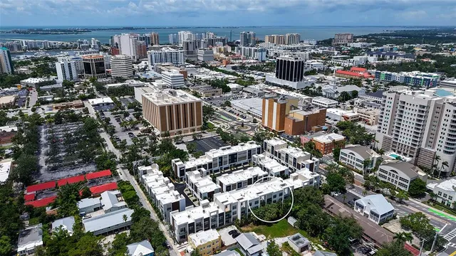 a front view of a building with street view
