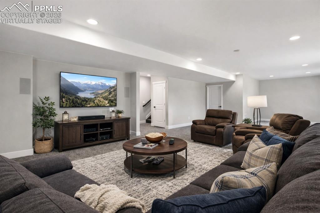 2131 Seaglass Street Colorado Springs, CO 80921 - Photo 24 of 41 Basement Family/Rec room Virtually Staged