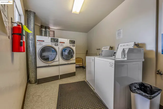 a view of a building with sitting area