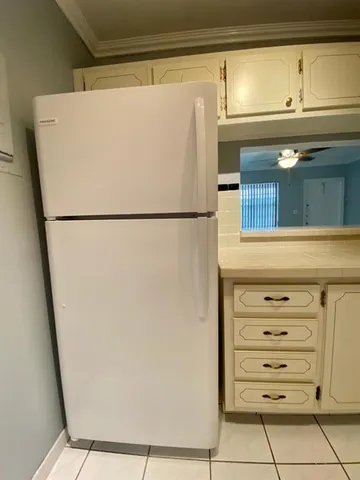 a white refrigerator freezer sitting inside of a kitchen