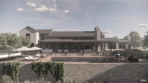 a front view of a building with street view