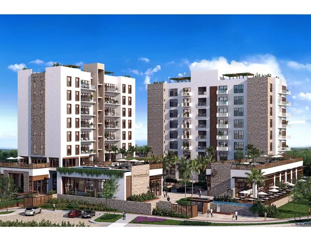 a front view of a building with street view