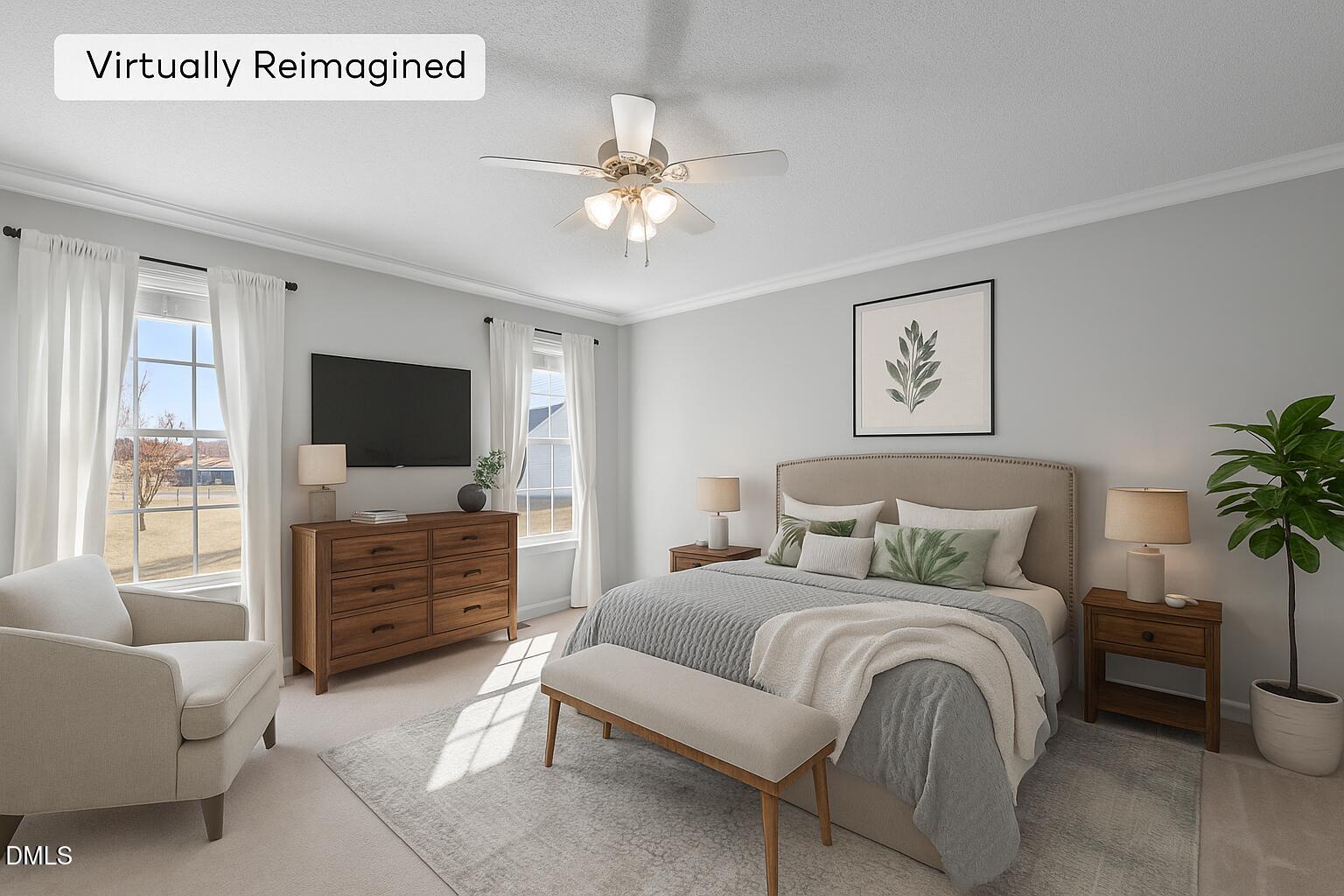 46 Budd Godwin Lane Dunn, NC 28334 - Photo 5 of 33 a bedroom with a large bed and a flat screen tv