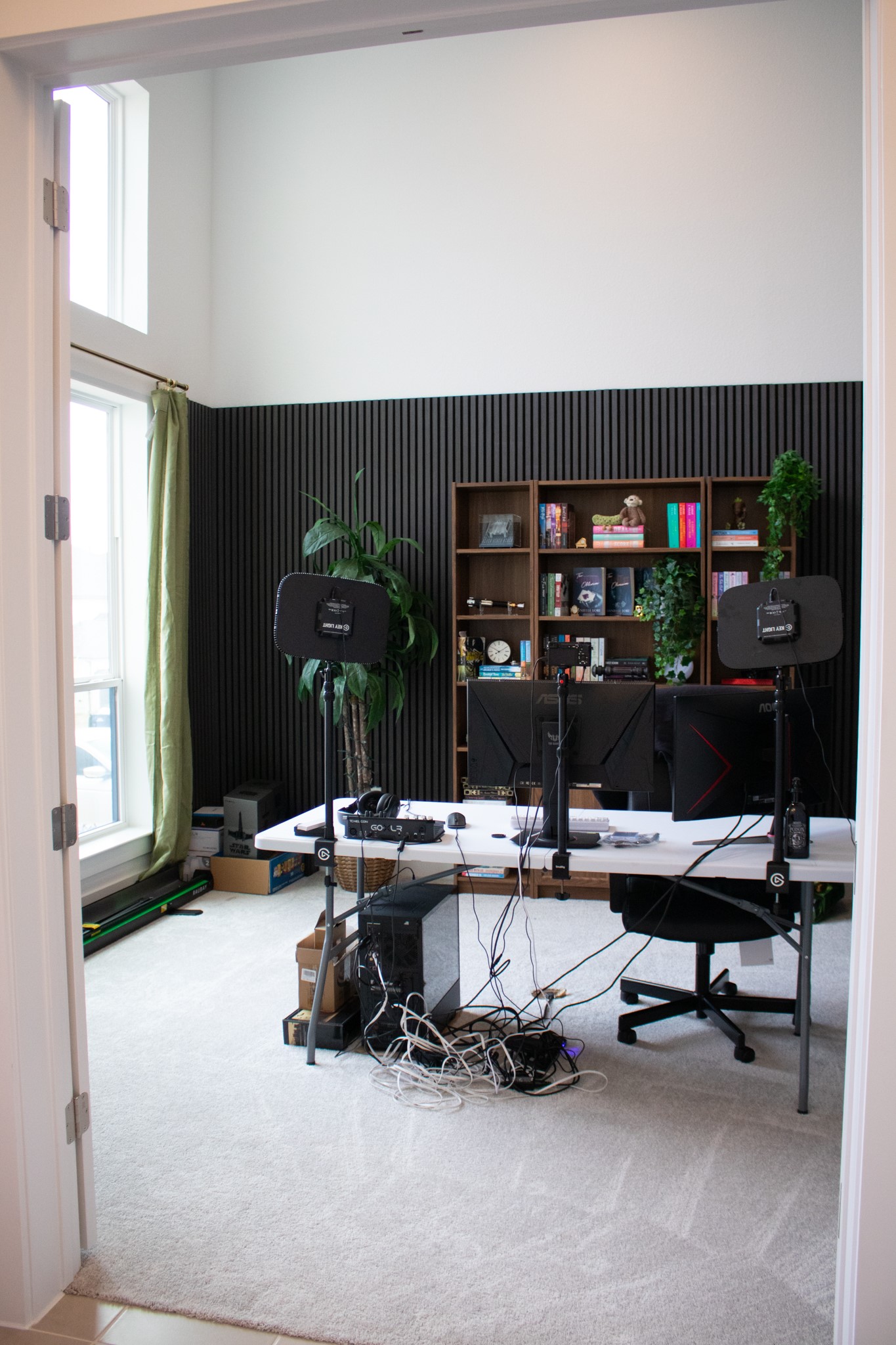 1709 Novara Trail Leander, TX 78641 - Photo 3 of 40 Home office with light colored carpet and a high ceiling