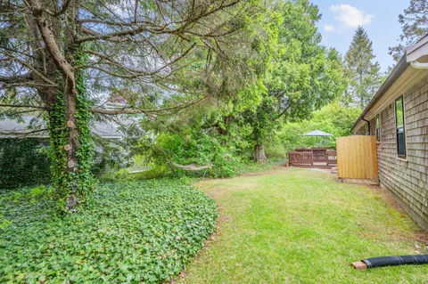 a backyard of a house with lots of green space